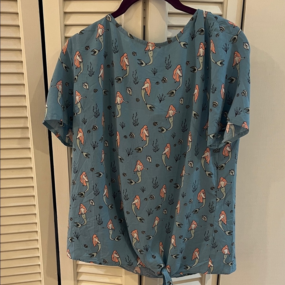 NWT - Charming Blue Mermaid Print Blouse